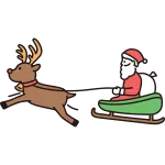 Santa And Reindeer On A Sleigh SVG Icon